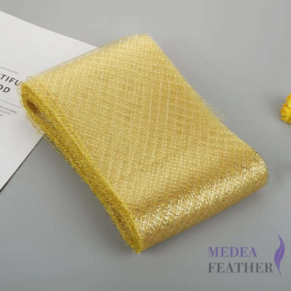 15cm Wide Lurex-thread Plain Woven Crinoline Braid Turmeric yellow + Gold / 1 meter