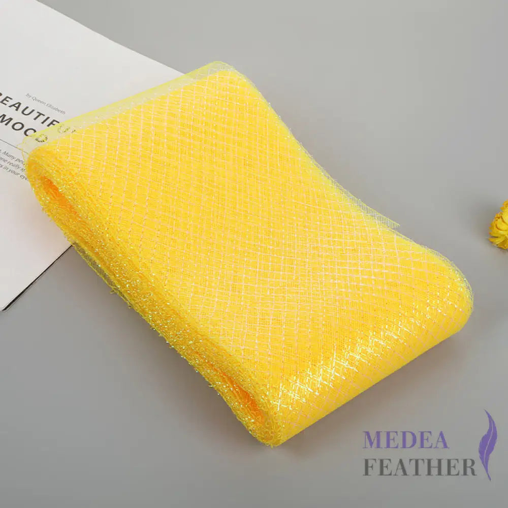 15cm Wide Lurex-thread Plain Woven Crinoline Braid Yellow + Silver / 1 meter