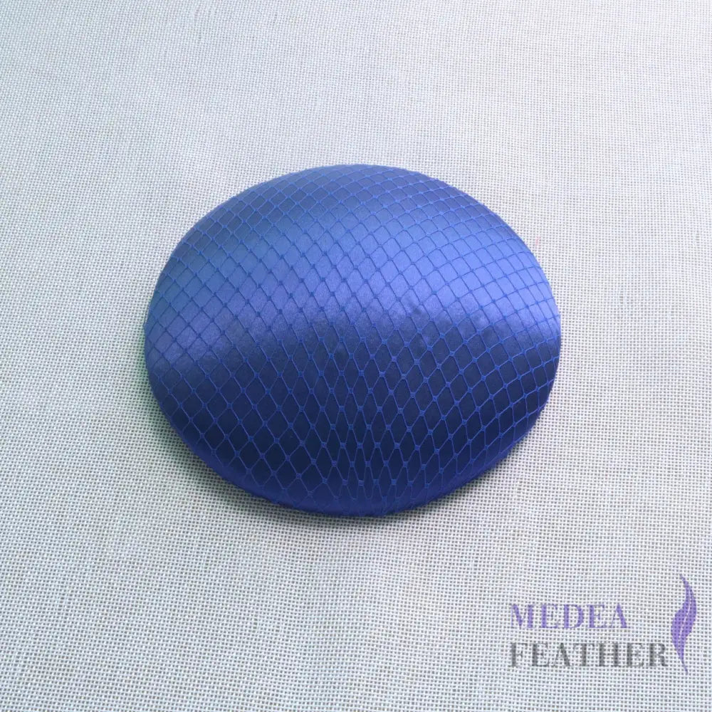 16cm Satin and Veiling Cover Button Base Blue