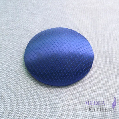 16cm Satin and Veiling Cover Button Base Blue