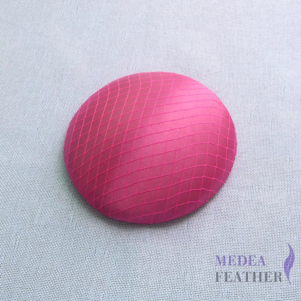 16cm Satin and Veiling Cover Button Base Cerise