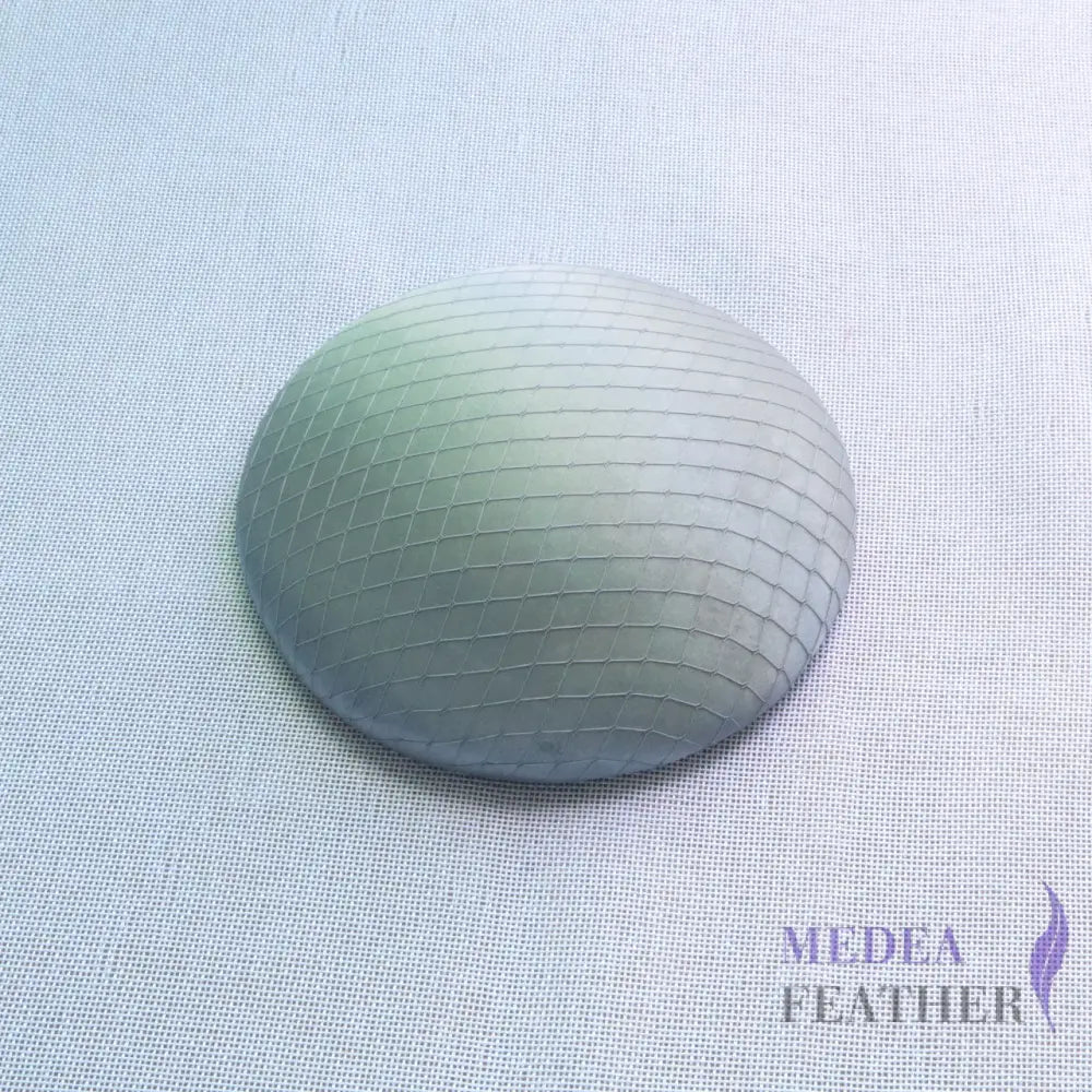16cm Satin and Veiling Cover Button Base Gray