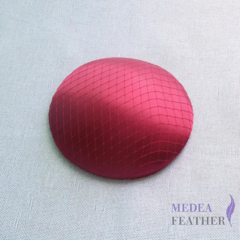 16cm Satin and Veiling Cover Button Base Wine