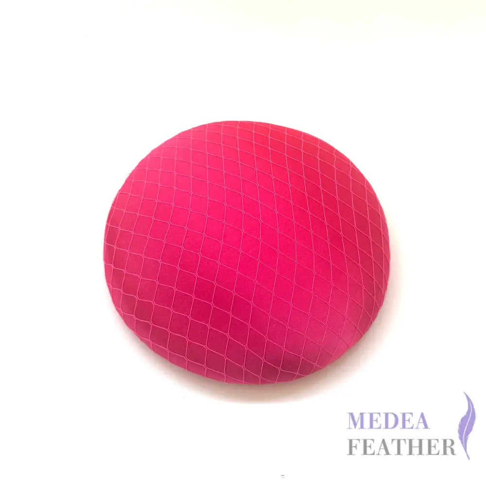 16cm Satin and Veiling Cover Button Hat Base Cerise