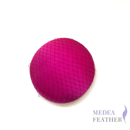 16cm Satin and Veiling Cover Button Hat Base Fuchsia