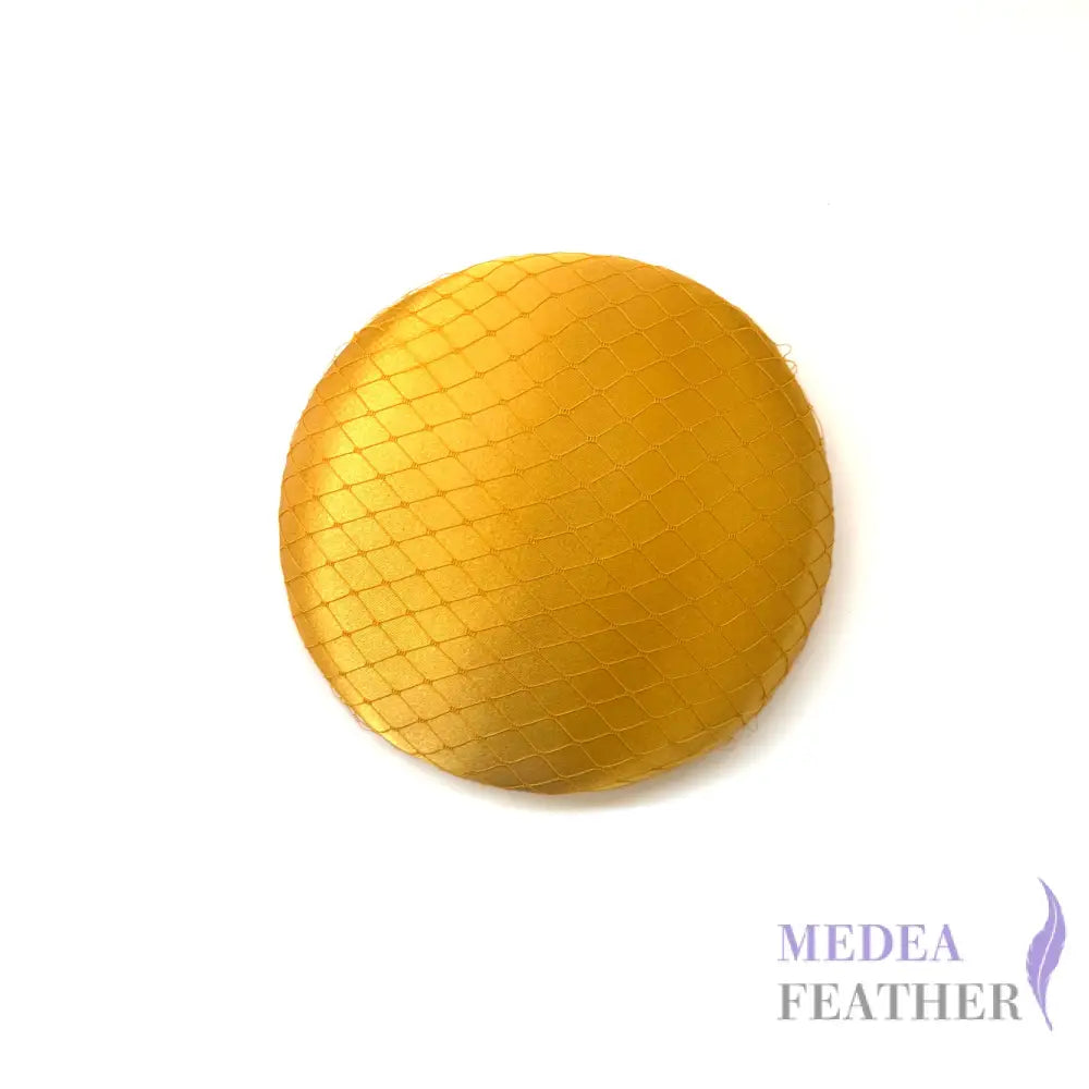 16cm Satin and Veiling Cover Button Hat Base Gold