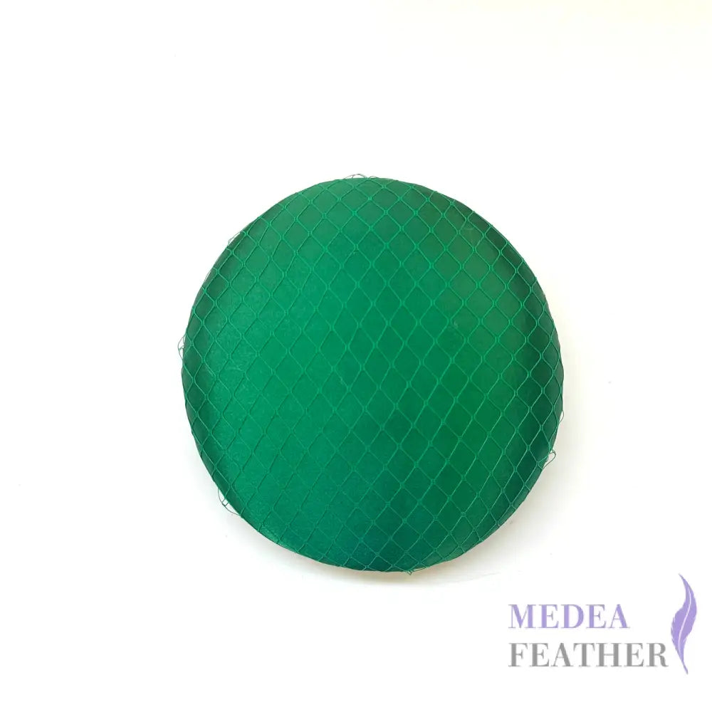 16cm Satin and Veiling Cover Button Hat Base Green