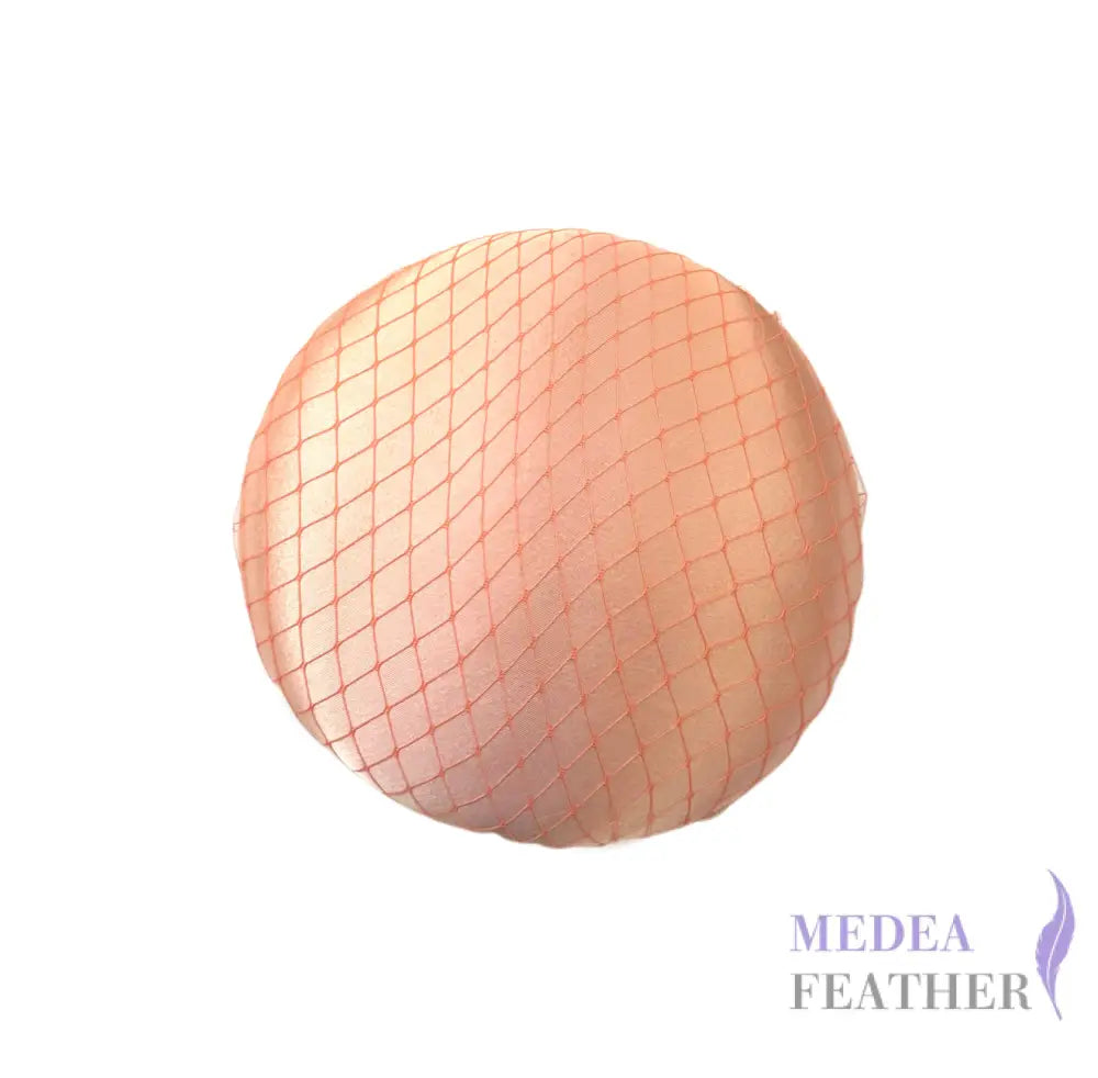 16cm Satin and Veiling Cover Button Hat Base Peach