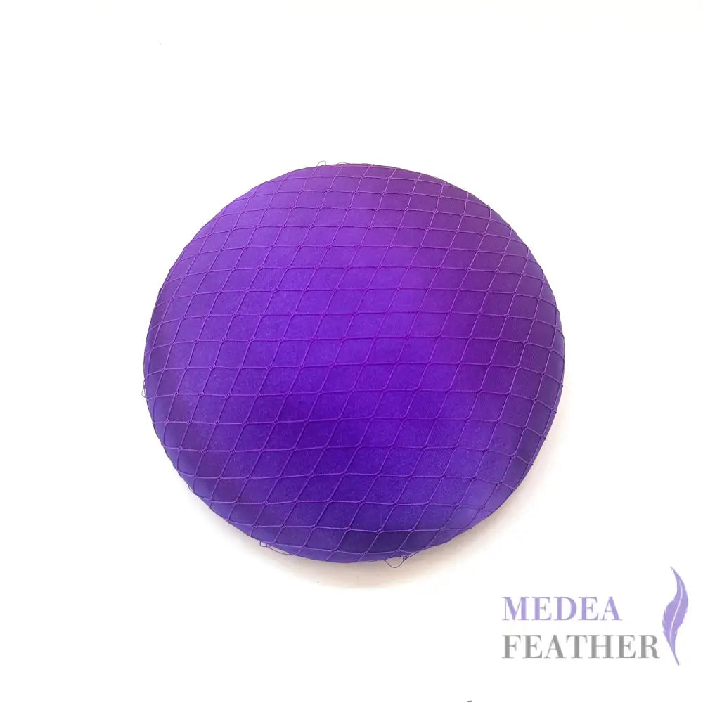 16cm Satin and Veiling Cover Button Hat Base Purple