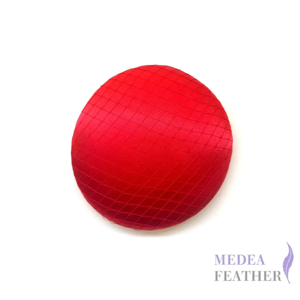 16cm Satin and Veiling Cover Button Hat Base Red