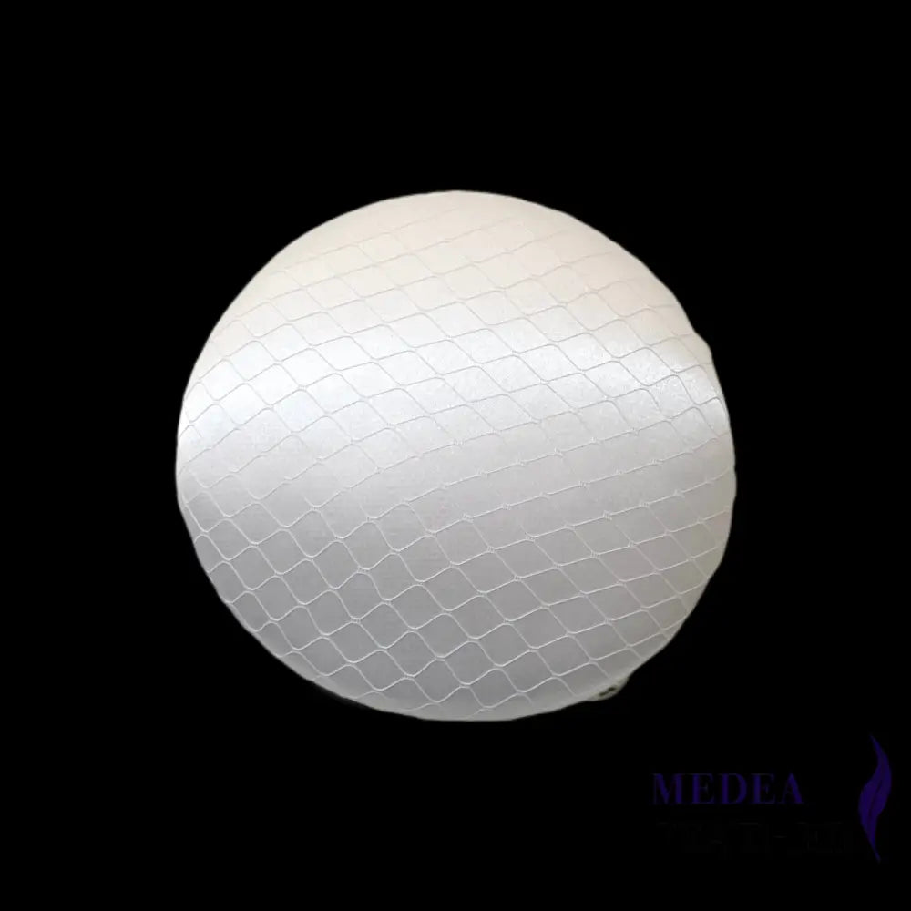 16cm Satin and Veiling Cover Button Hat Base White