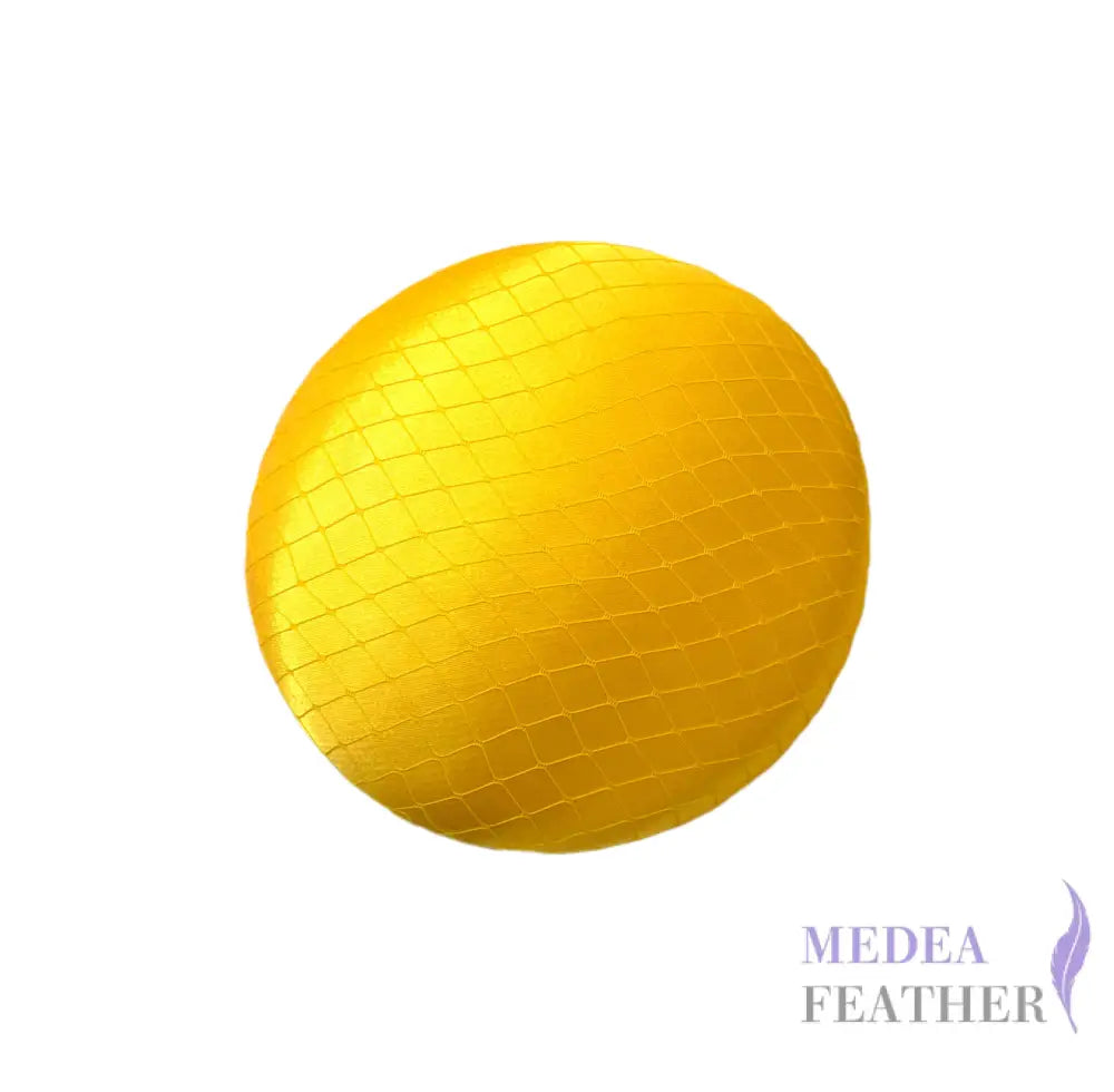16cm Satin and Veiling Cover Button Hat Base Yellow