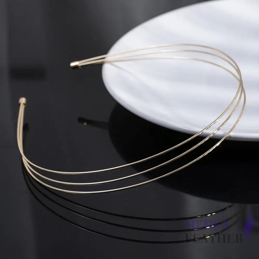 Double/Triple Row Headband Metal 1mm Gold / Triple Row