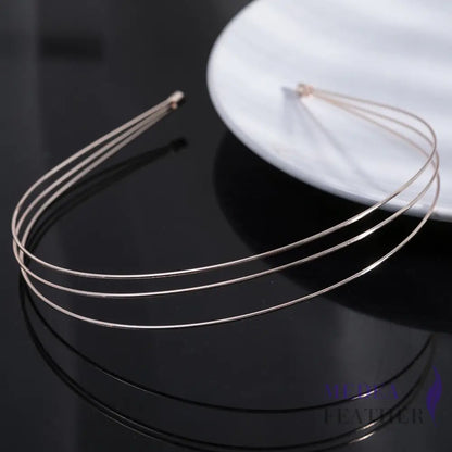 Double/Triple Row Headband Metal 1mm Rose / Triple Row