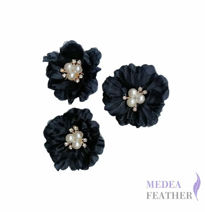 2.36 Inch Rhinestone Pearl Chiffon Flower-Pack of 2