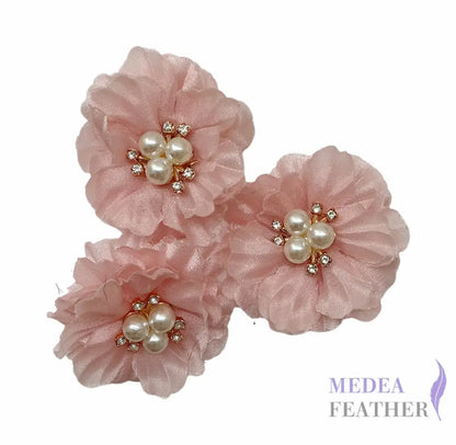 2.36 Inch Rhinestone Pearl Chiffon Flower-Pack of 2