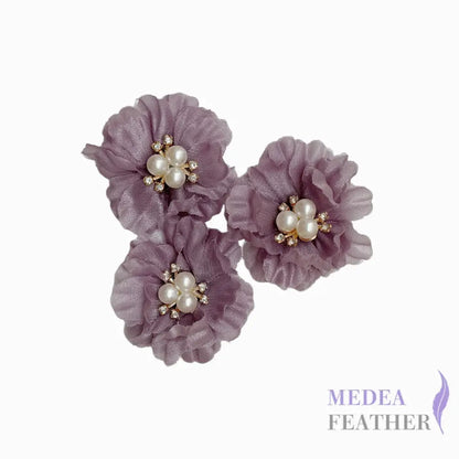 2.36 Inch Rhinestone Pearl Chiffon Flower-Pack of 2