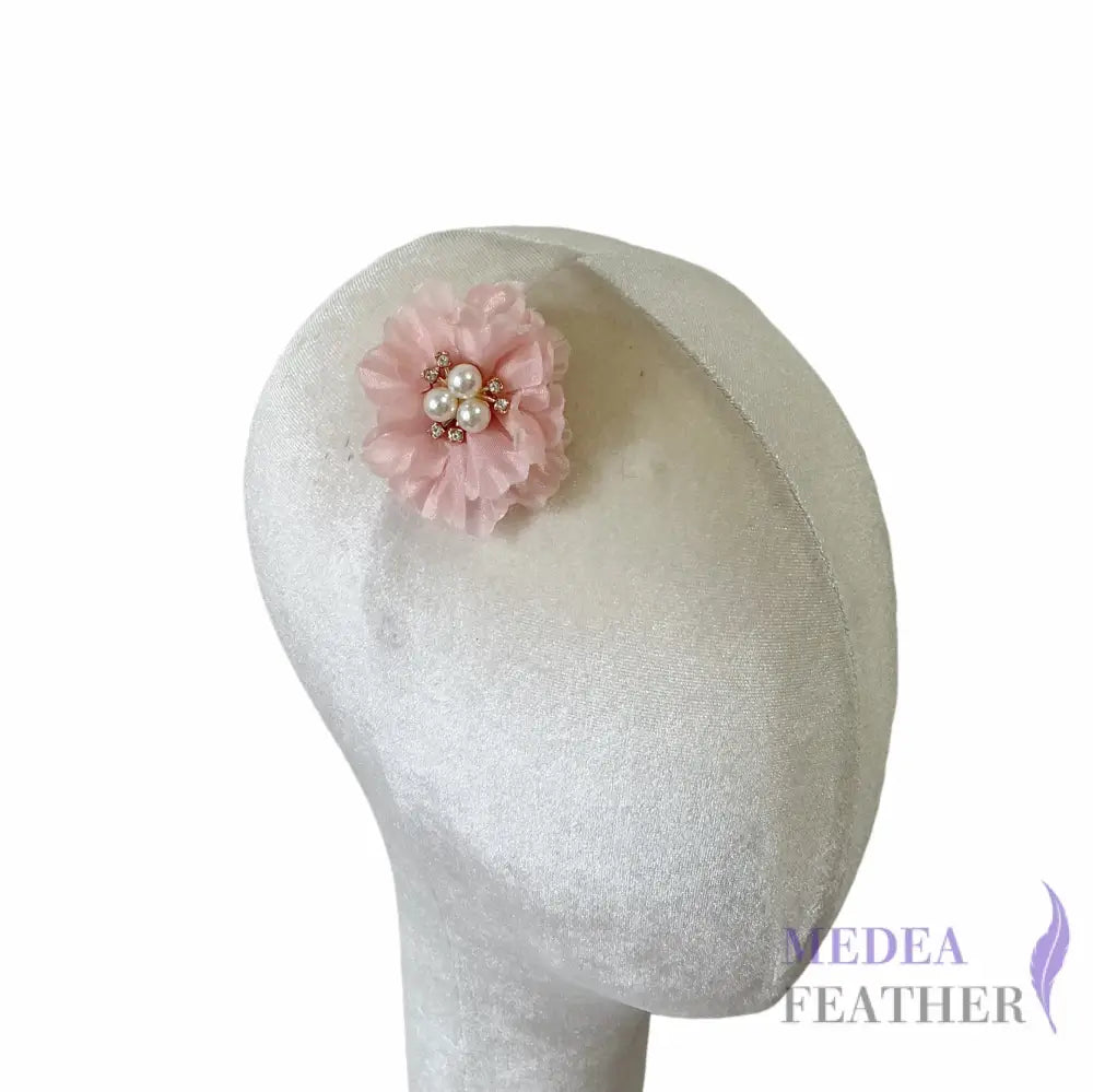 2.36 Inch Rhinestone Pearl Chiffon Flower-Pack of 2 - Pink