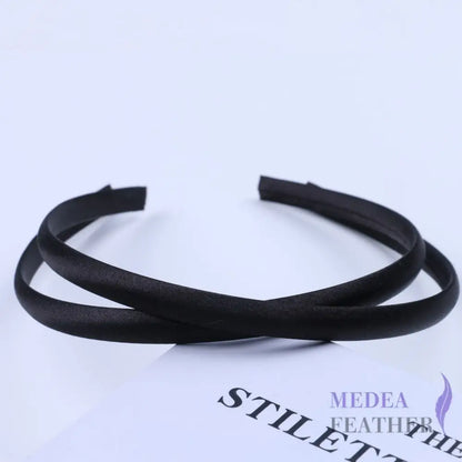 20 colours 10mm Satin Covered Metal Headband Black / 1 Piece