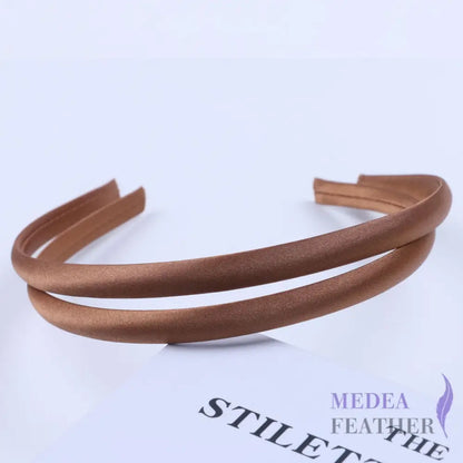 20 colours 10mm Satin Covered Metal Headband Coffee / 1 Piece