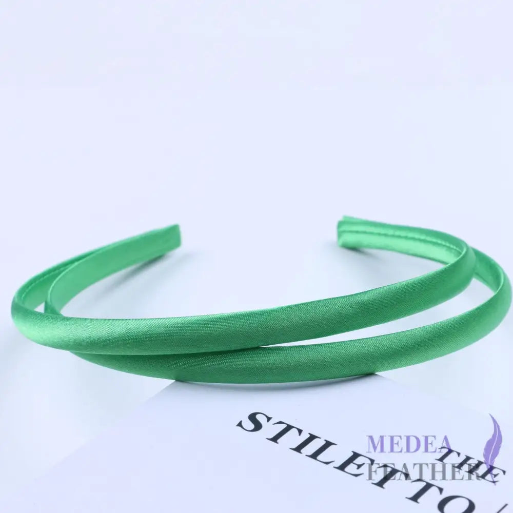 20 colours 10mm Satin Covered Metal Headband Green / 1 Piece
