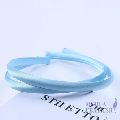 20 colours 10mm Satin Covered Metal Headband Light blue / 1 Piece