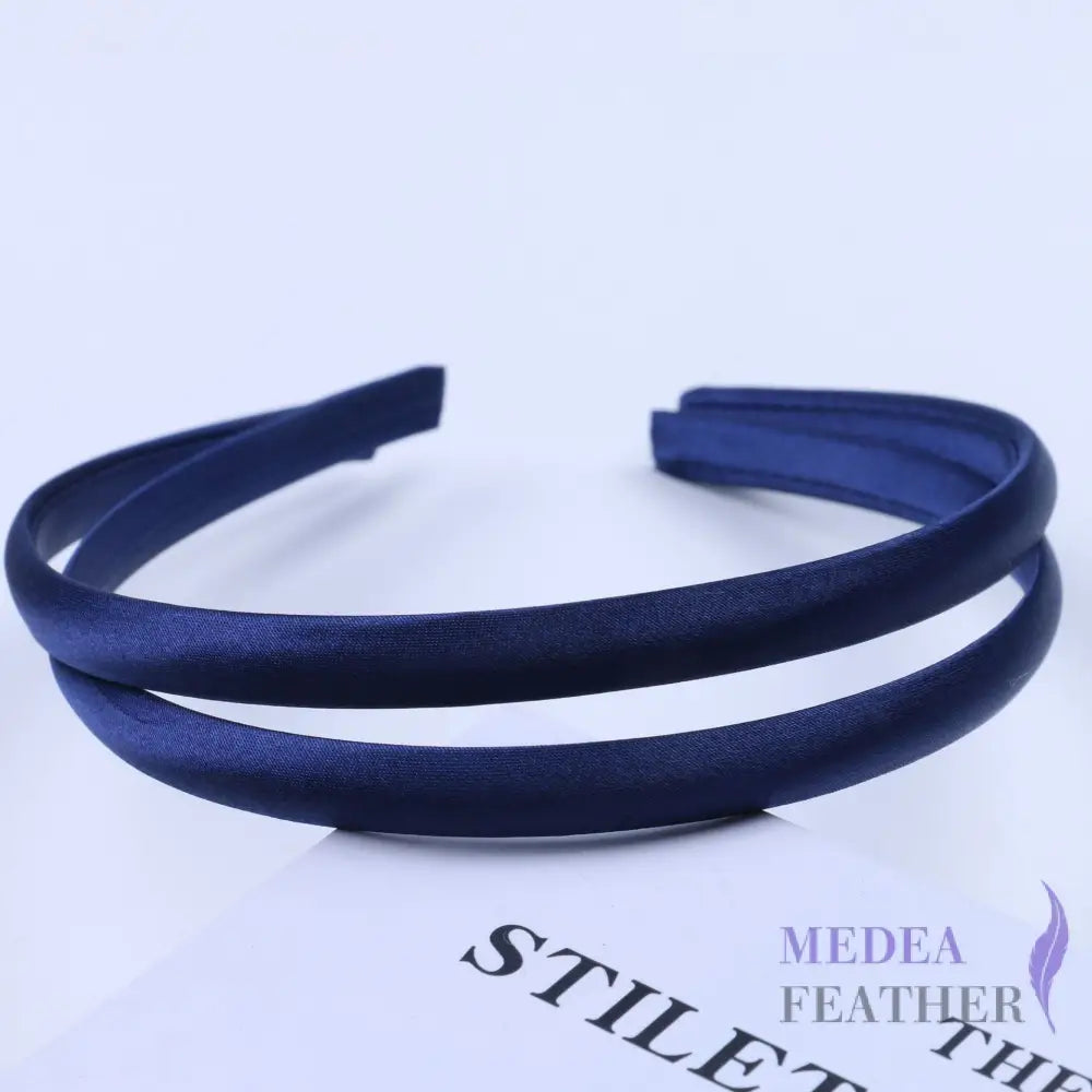 20 colours 10mm Satin Covered Metal Headband Navy / 1 Piece