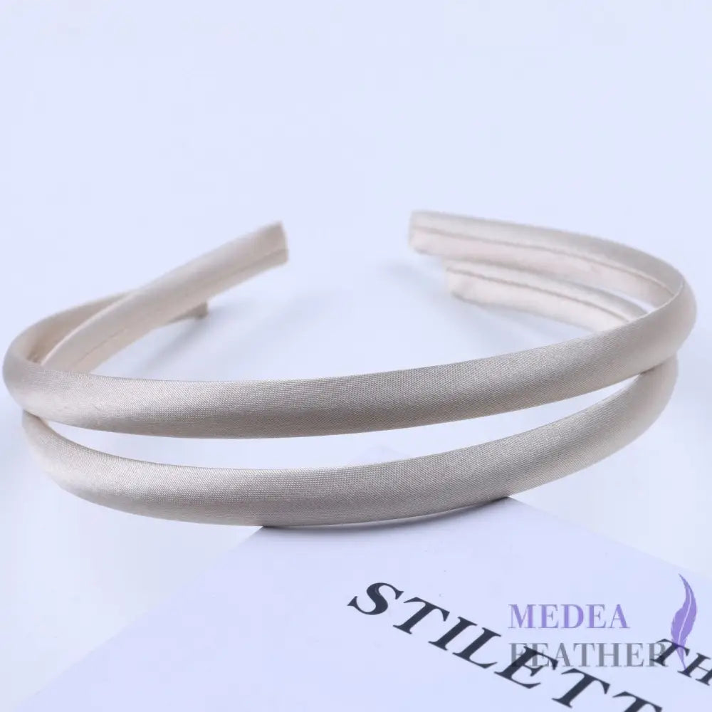 20 colours 10mm Satin Covered Metal Headband Beige / 1 Piece
