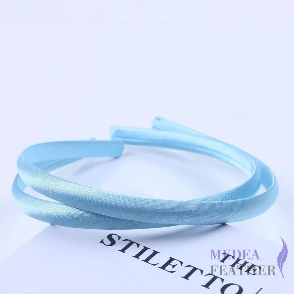 20 colours 10mm Satin Covered Metal Headband Light blue / 1 Piece