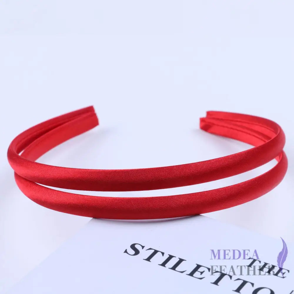 20 colours 10mm Satin Covered Metal Headband Red / 1 Piece