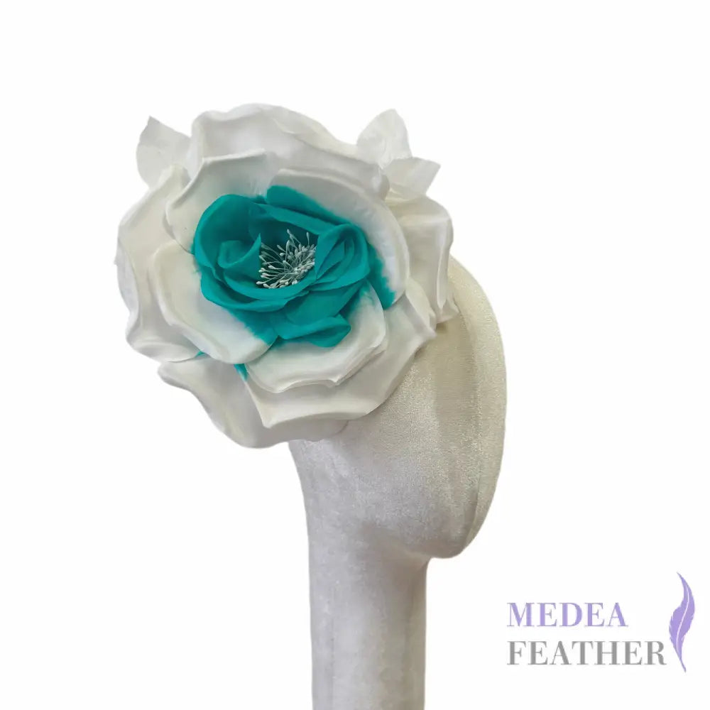20cm Large Silk Flower SF07 Light teal & white