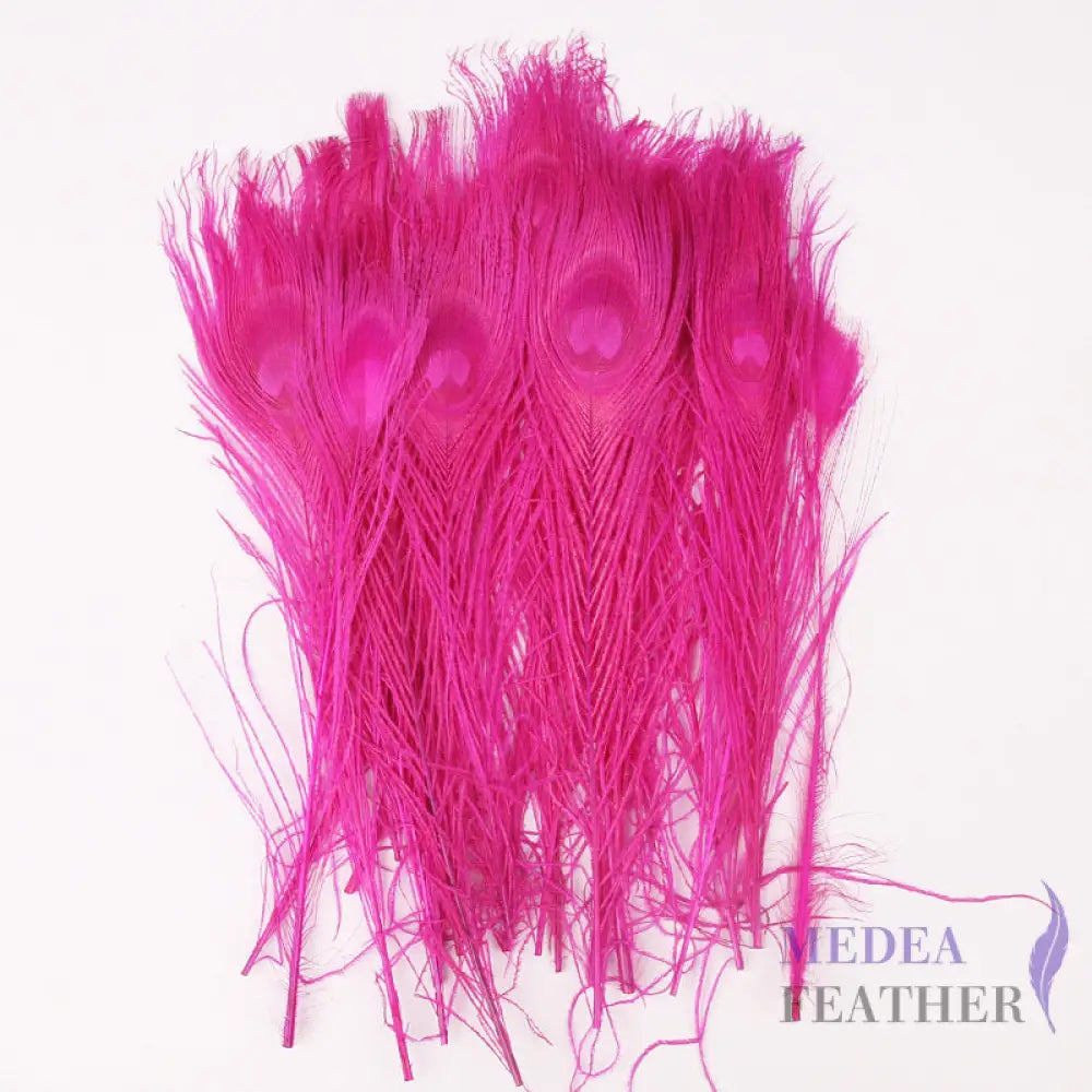 25cm Dyed Peacock Eye Feather Hot pink / Pack of 5