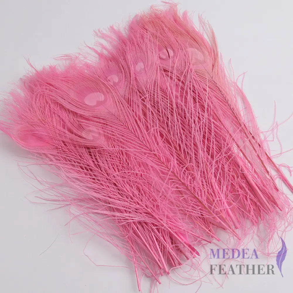 25cm Dyed Peacock Eye Feather Light Pink / Pack of 5