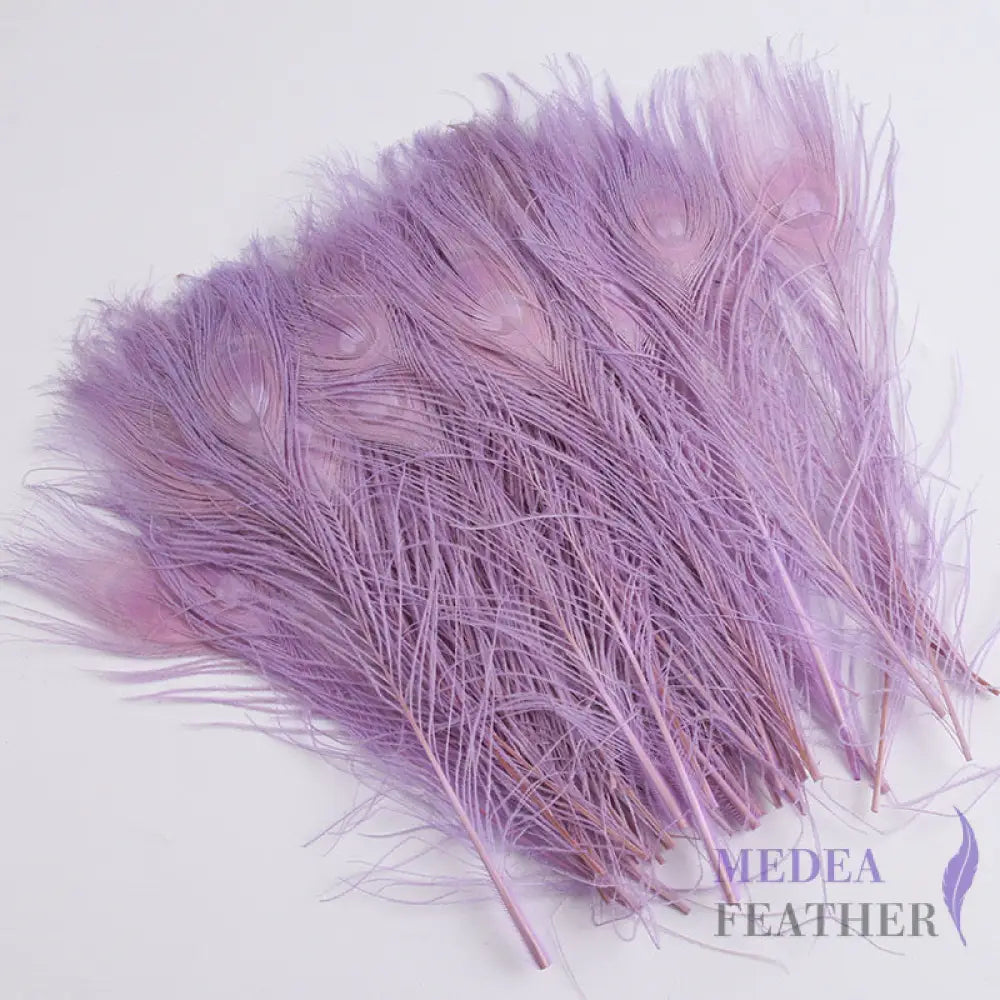 25cm Dyed Peacock Eye Feather Lilac / Pack of 5