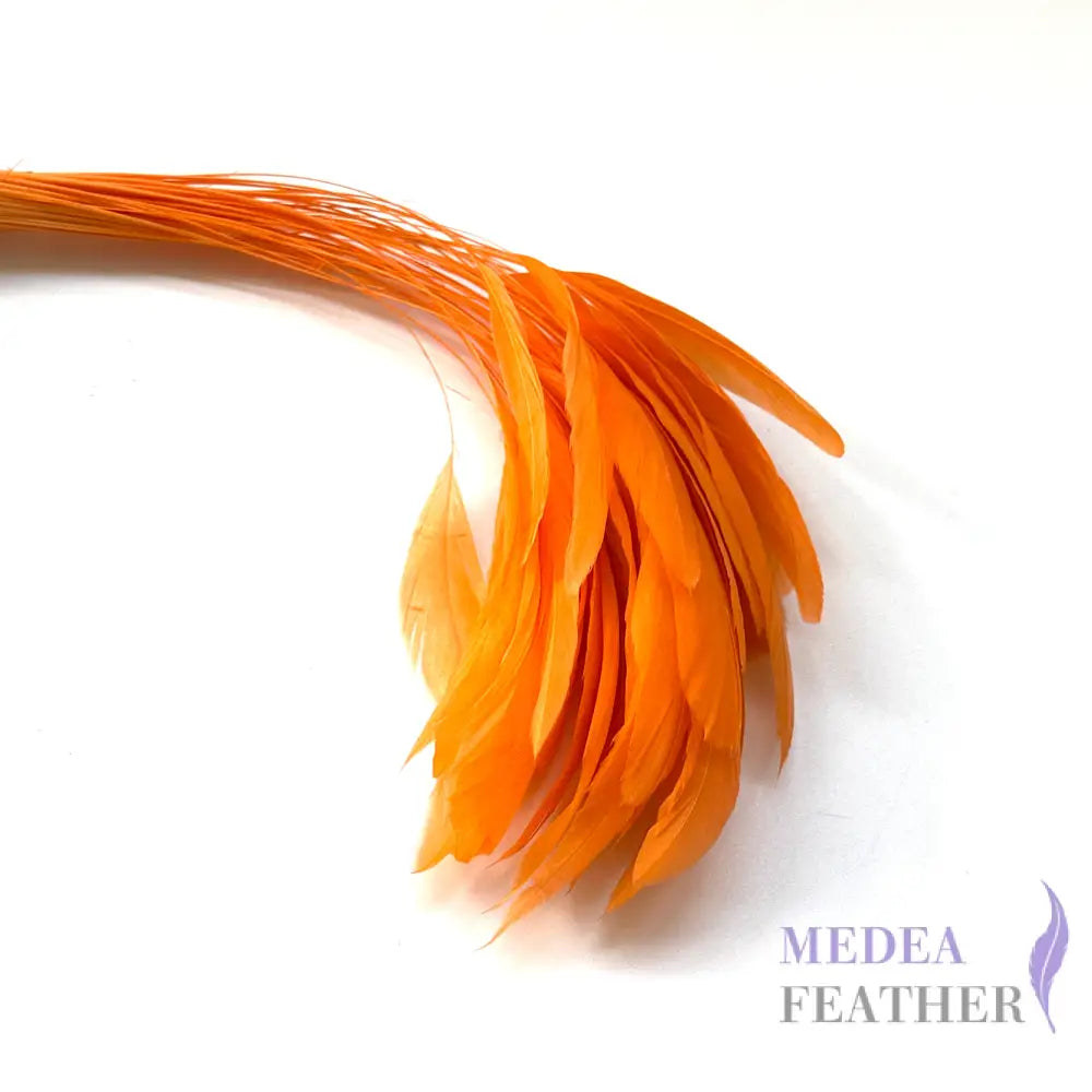 25cm Stripped Coque Feathers - Pack of 10 SF005 #26 orange