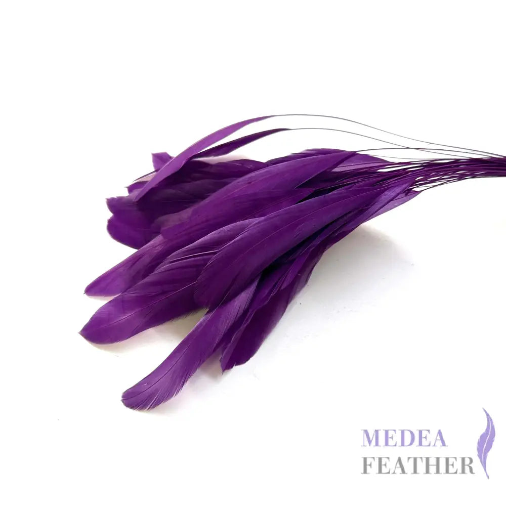 25cm Stripped Coque Feathers - Pack of 10 SF005 #60 dark purple