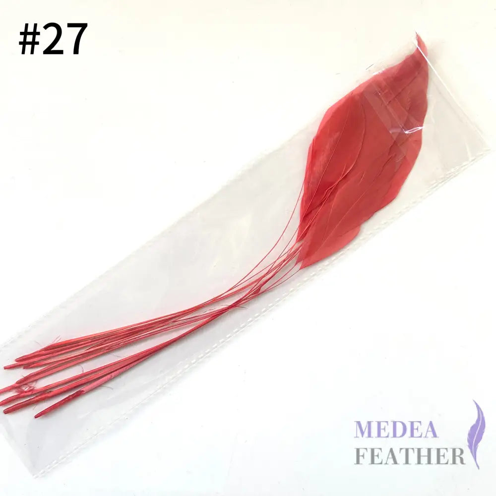 25cm Stripped Coque Feathers - Pack of 10 SF005 #27 coral pink
