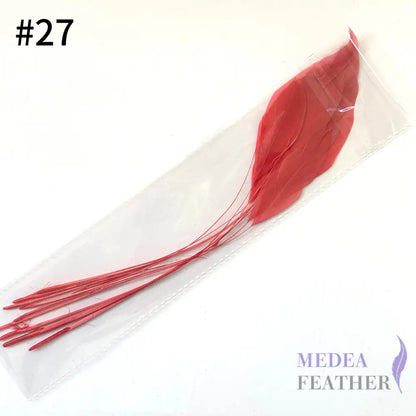 25cm Stripped Coque Feathers - Pack of 10 SF005 #27 coral pink