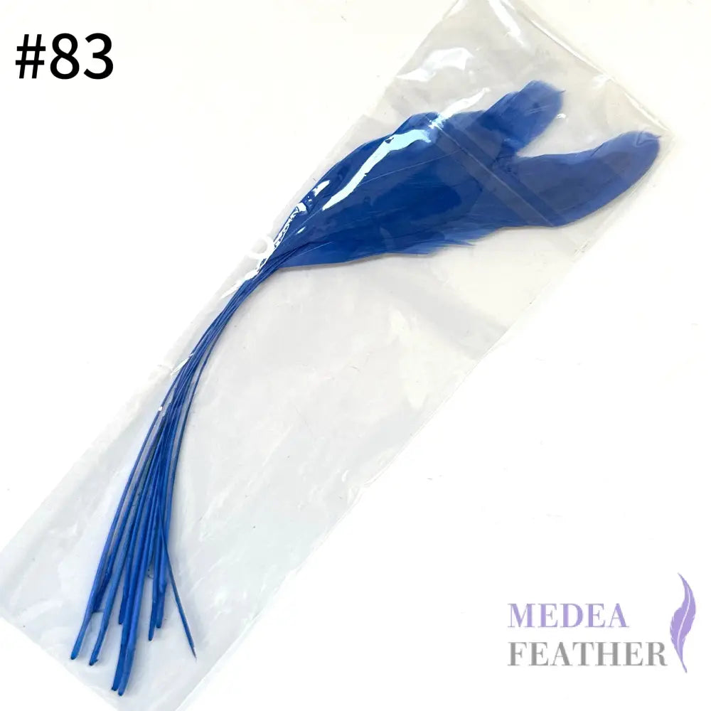 25cm Stripped Coque Feathers - Pack of 10 SF005 #83 Electron Blue