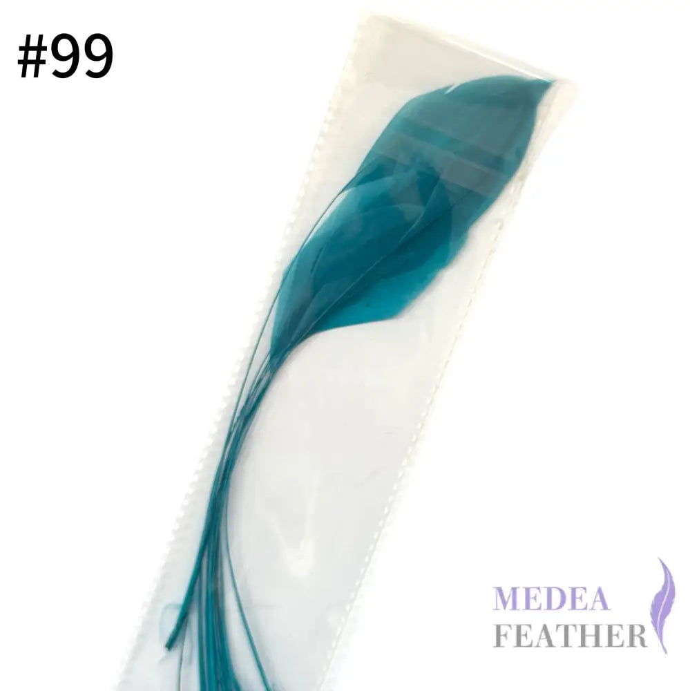 25cm Stripped Coque Feathers - Pack of 10 SF005 #99 peacock