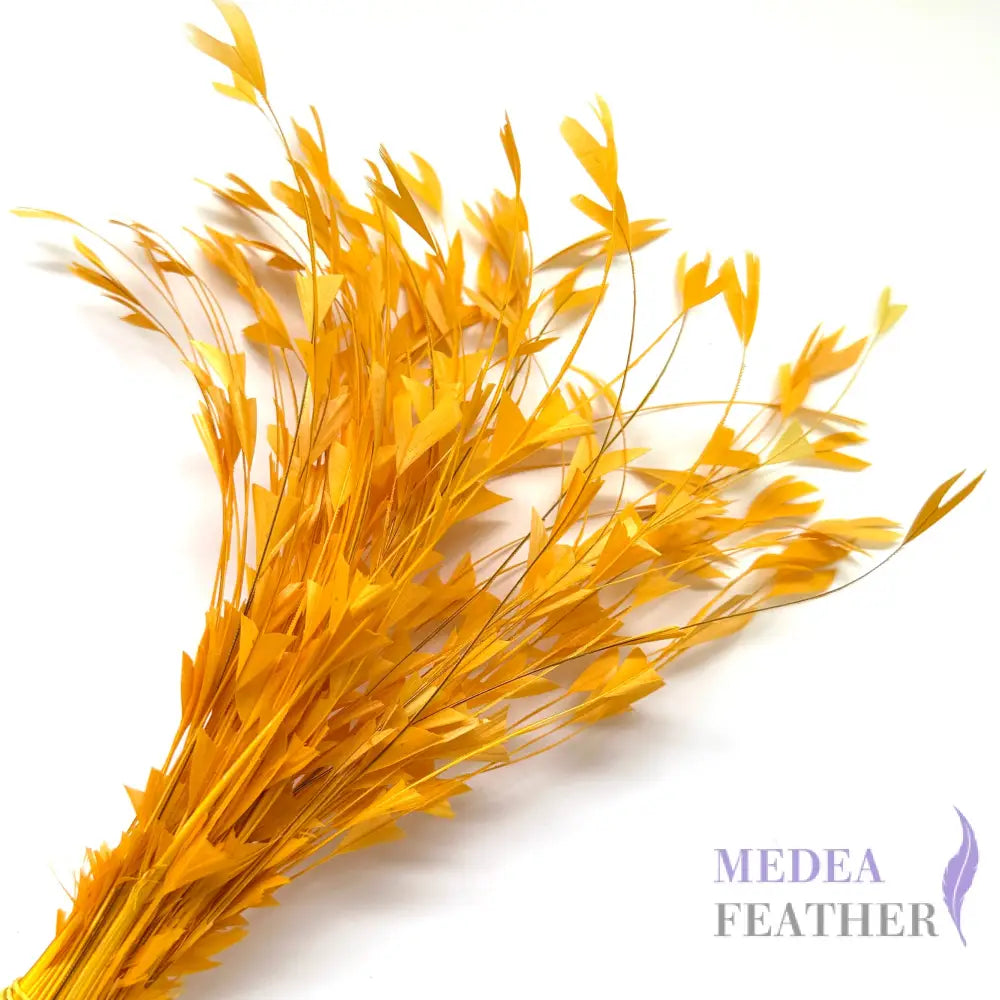 25cm Trimmed Inverted Triangle Tips Coque Feather-Pack of 10 SFROOSTER06 - Golden yellow