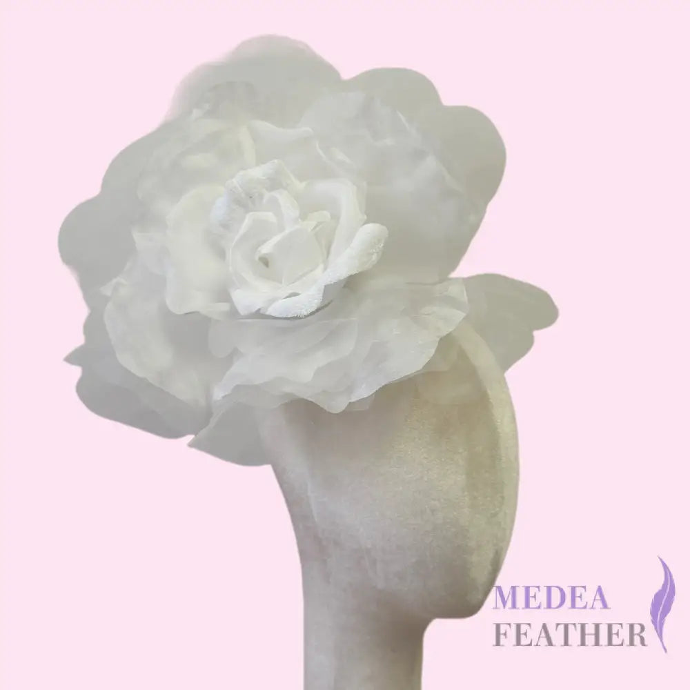 25cm White Large Silk & Organza Flower