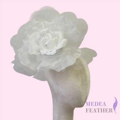 25cm White Large Silk & Organza Flower