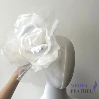 25cm White Large Silk & Organza Flower