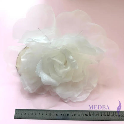 25cm White Large Silk & Organza Flower