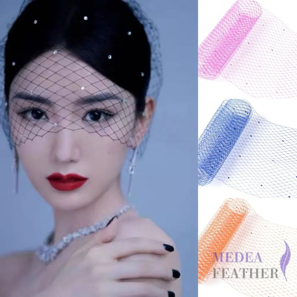 25cm Wide Bridal Veiling with Rhinestones - 1m