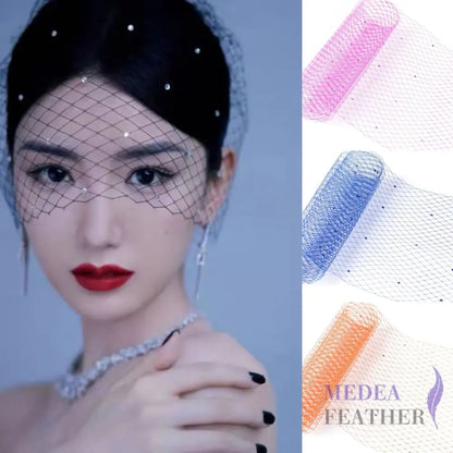 25cm Wide Bridal Veiling with Rhinestones - 1m