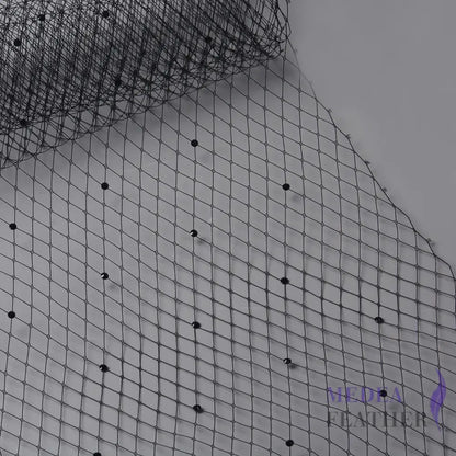 25cm Wide Bridal Veiling with Rhinestones - 1m Black Veiling with Black Rhinestones