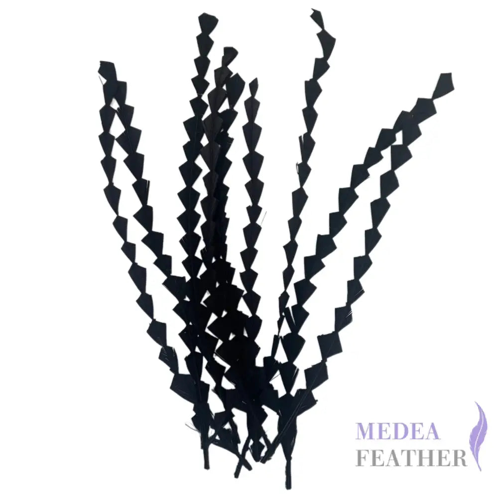 25cm Zigzag Diamond Coque Feather-Pack of 10 SF010 #03 black