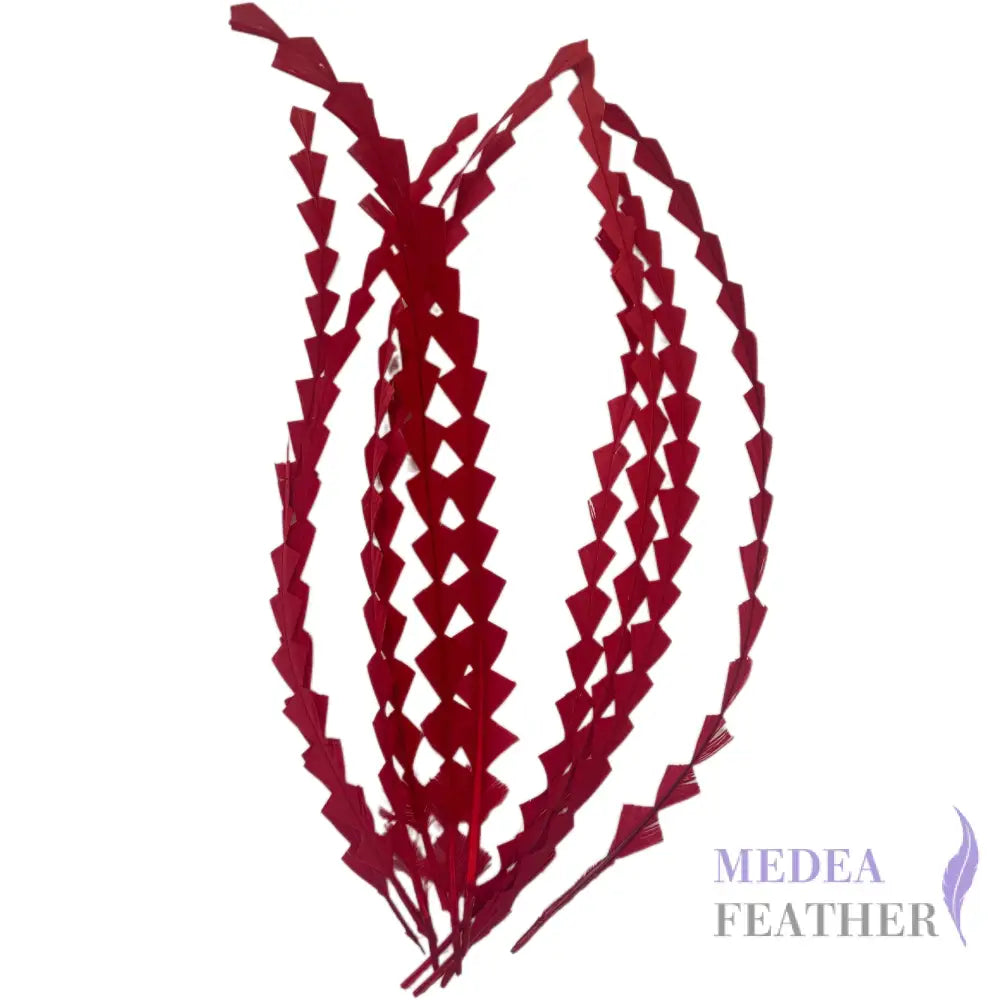 25cm Zigzag Diamond Coque Feather-Pack of 10 SF010 #23 tango red
